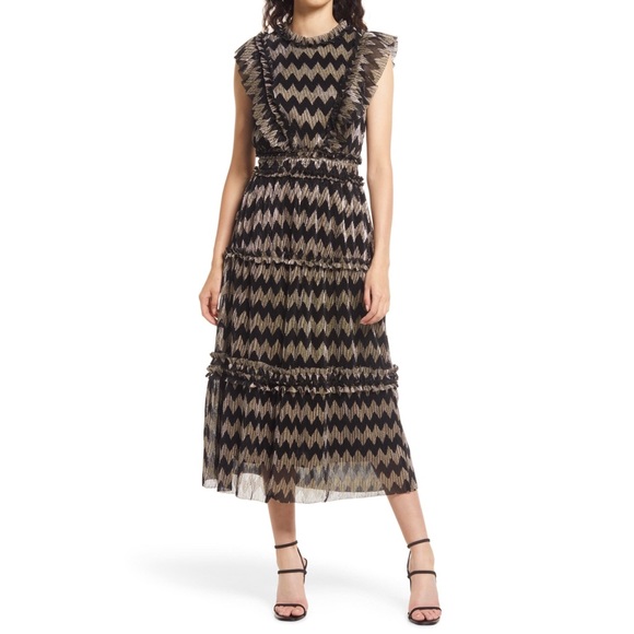 Adelyn Rae Agatha Metallic Pleated dress - Picture 2 of 3